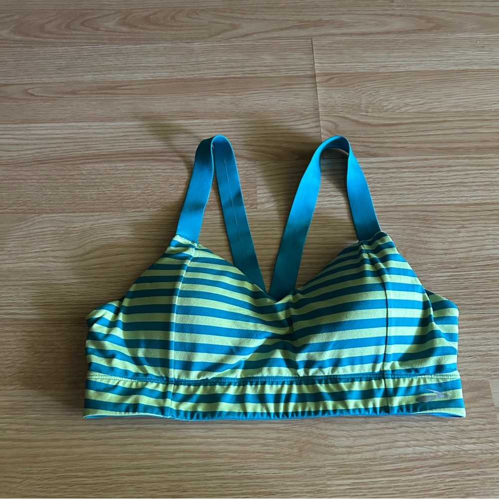 Brooks Hot Shot Striped Sports Bra Large